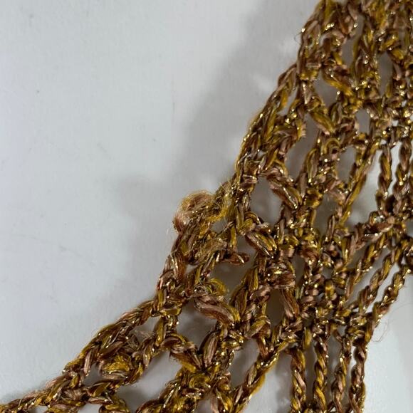 DIANE VON FURSTENBERG Size M Gold Acetate Blend Crochet Dress - Picture 6 of 8